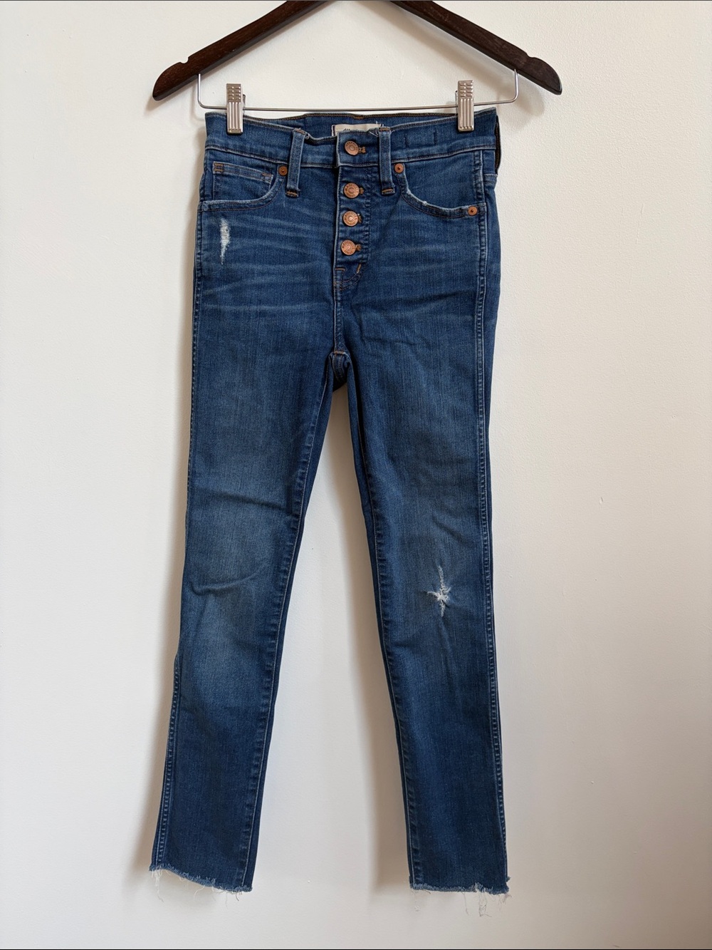 Madewell Dark Blue High-Rise Button-Fly Slim Jeans